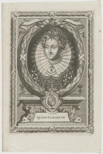 Queen Elizabeth by Pieter van der Banck; Edward Lutterell, print, 1706