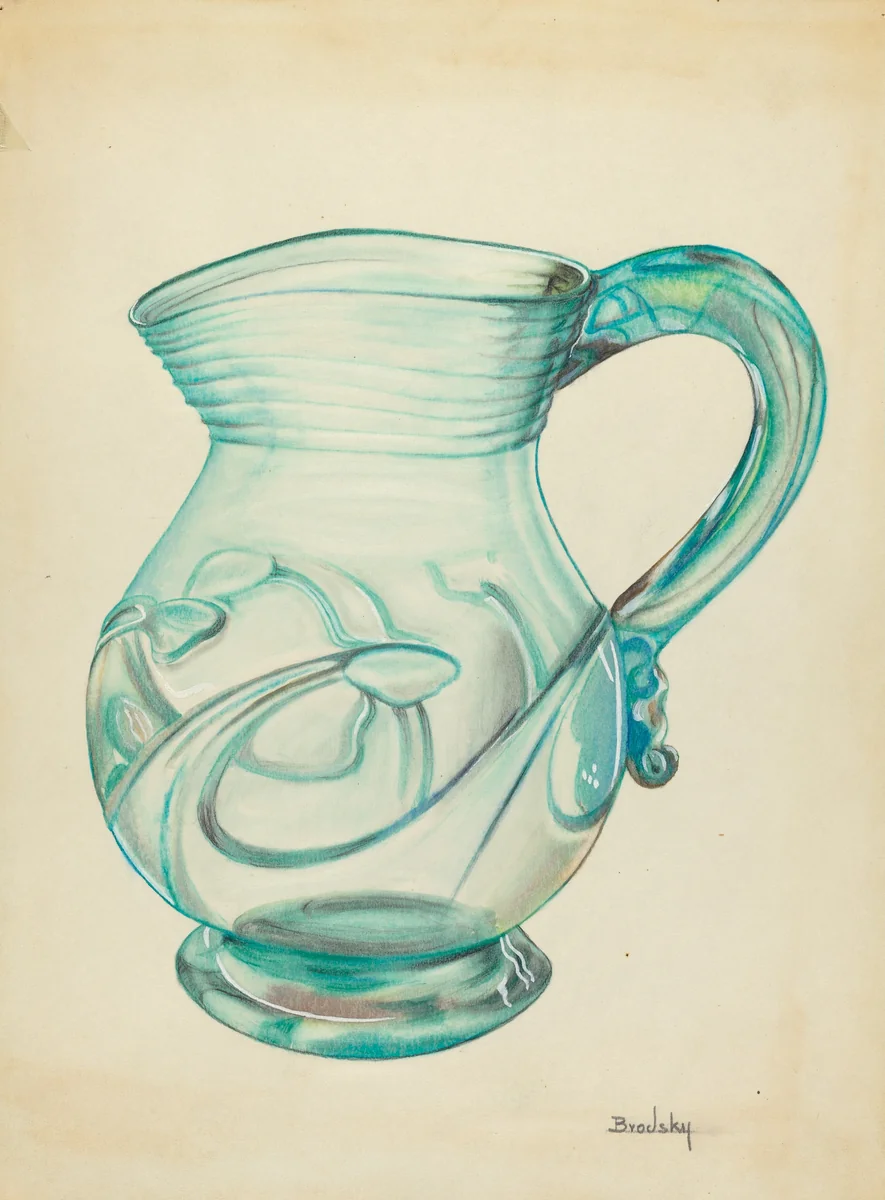 Large Pitcher by S. Brodsky, index of american design, 1935-1942