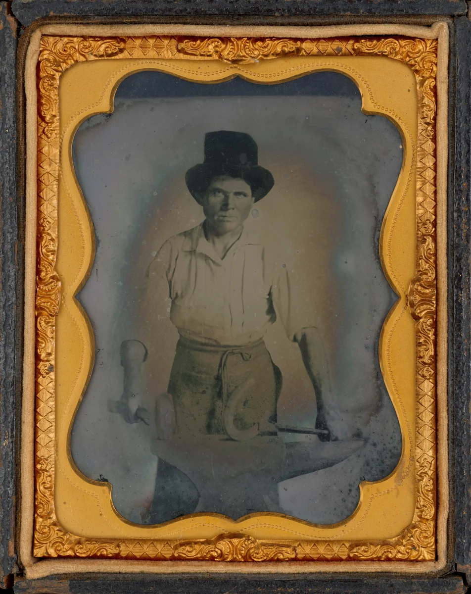 Portrait of a Blacksmith by American 19th Century, photograph, 1850-1859