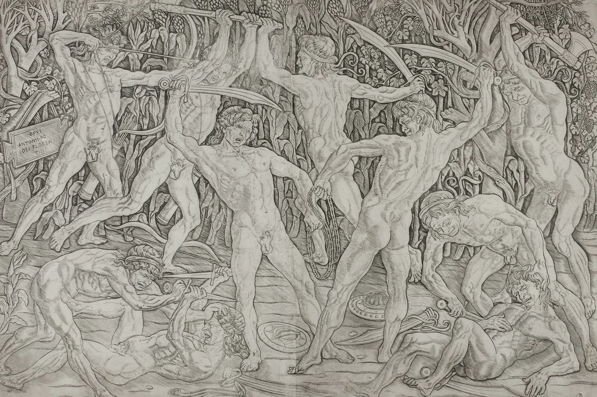 Battle of the Naked Men by Antonio Pollaiuolo, print, 1489-1495