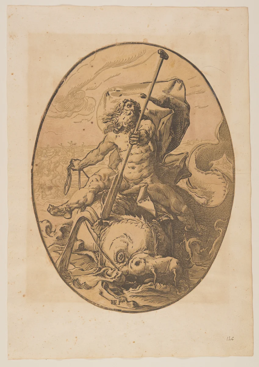 Oceanus, from The Deities by Hendrick Goltzius, print, 1588-1590