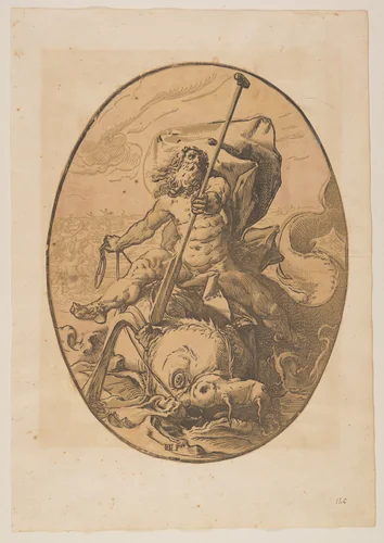 Oceanus, from The Deities by Hendrick Goltzius, print, 1588-1590