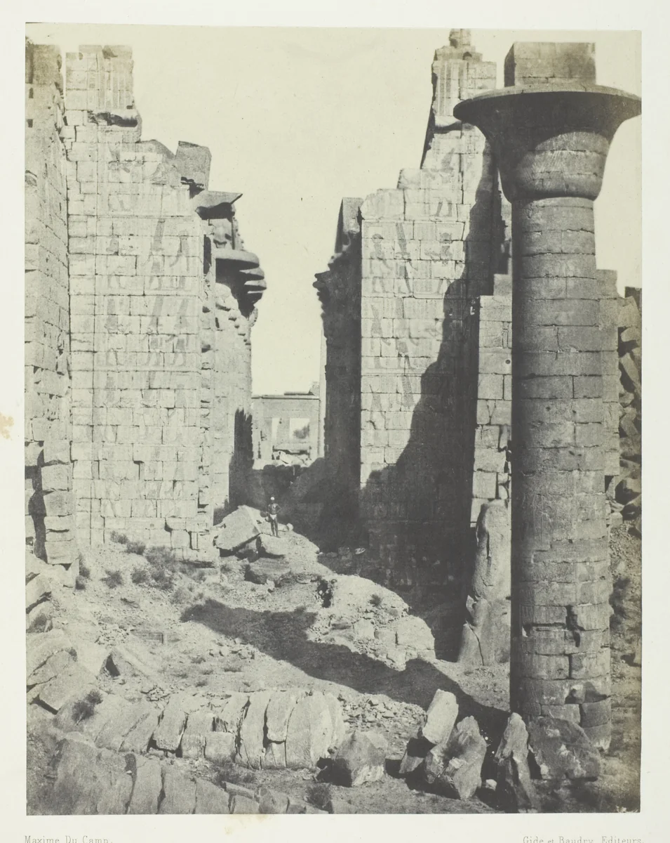 Palais de Karnak, Cour des Bubastites et Entrée Principale de la Salle Hypostyle; Thèbes, plate 37 from the album "Egypte, Nubie, Palestine et Syrie" (1852) by Maxime Du Camp, photograph, 1849-1851