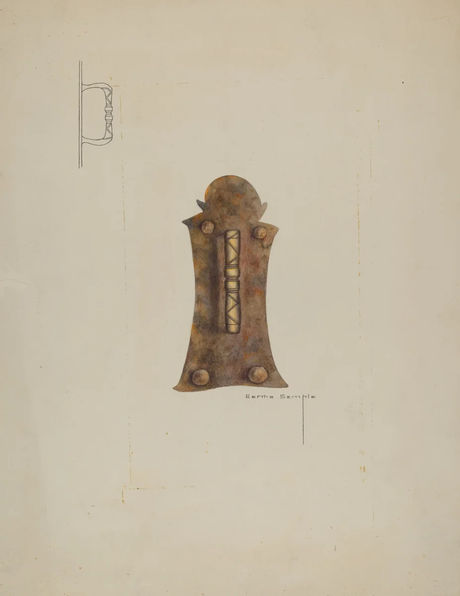 Iron Door Handle by Bertha Semple, index of american design, 1935-1942