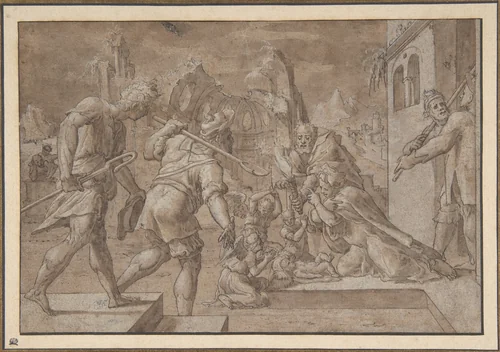 Adoration of the Shepherds by Master of Liechtenstein, drawing, 1544-1555