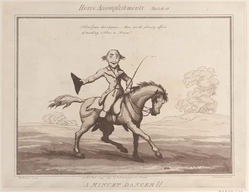 Horse Accomplishments, Sketch 10: A Minuet Dancer !! by Thomas Rowlandson, print, 1799