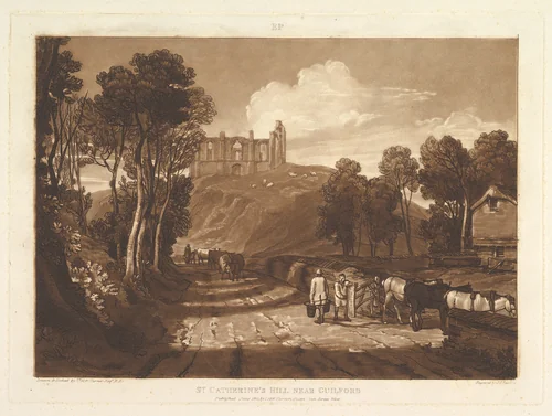 St. Catharine's Hill near Guilford, part VII from "Liber Studiorum" by Joseph Turner, print, 1811