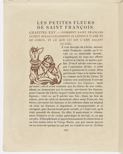 Pictorial initial (page 146) from Les Petites Fleurs de St. François (The Little Flowers of St. Francis) by Émile Bernard, illustrated book, 1928