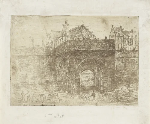 Onze-Lieve-Vrouwepoort te Maastricht by Alexander Schaepkens, print, 1830-1899