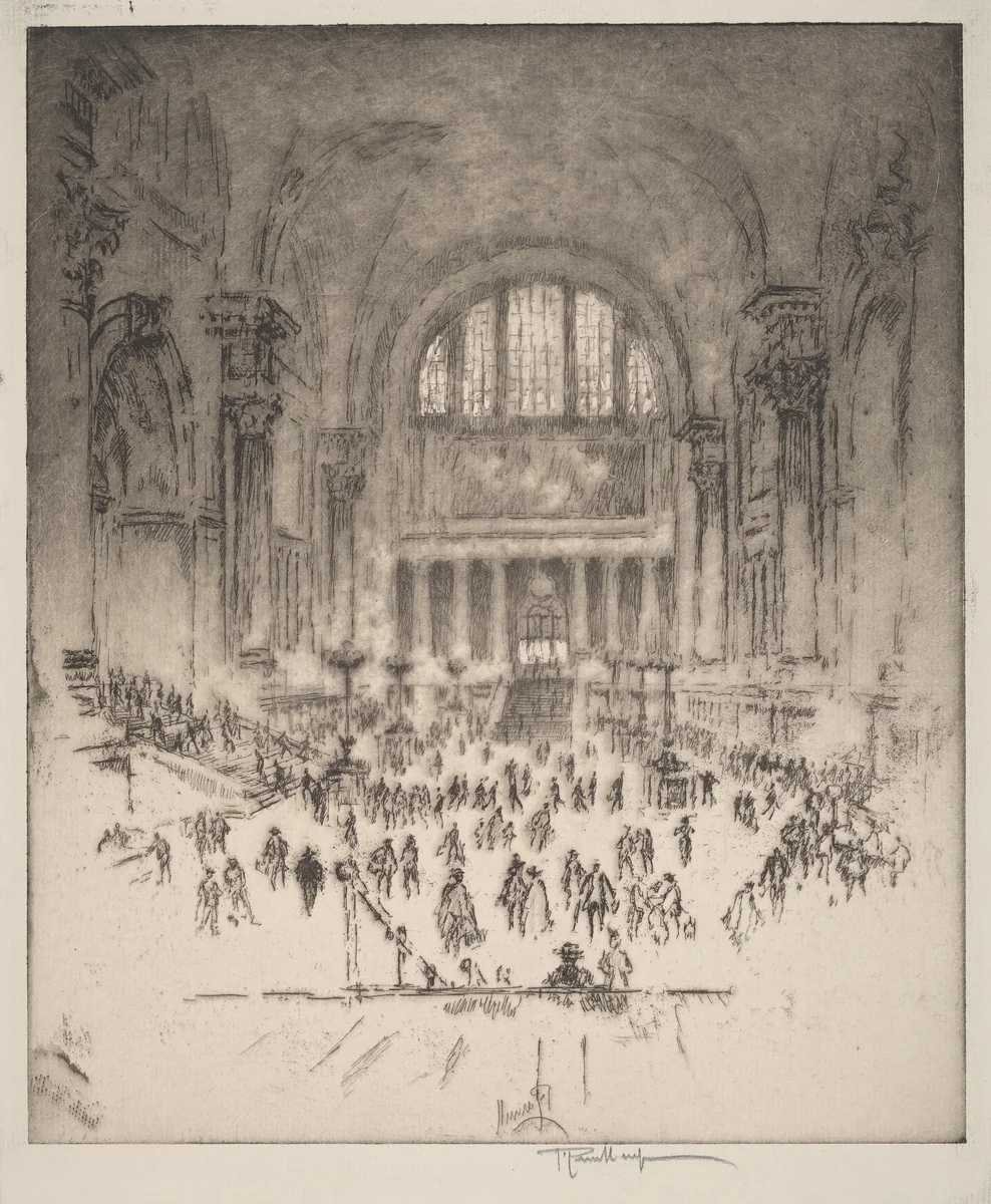 The Marble Hall, Pennsylvania Station, New York by Joseph Pennell, print, 1919