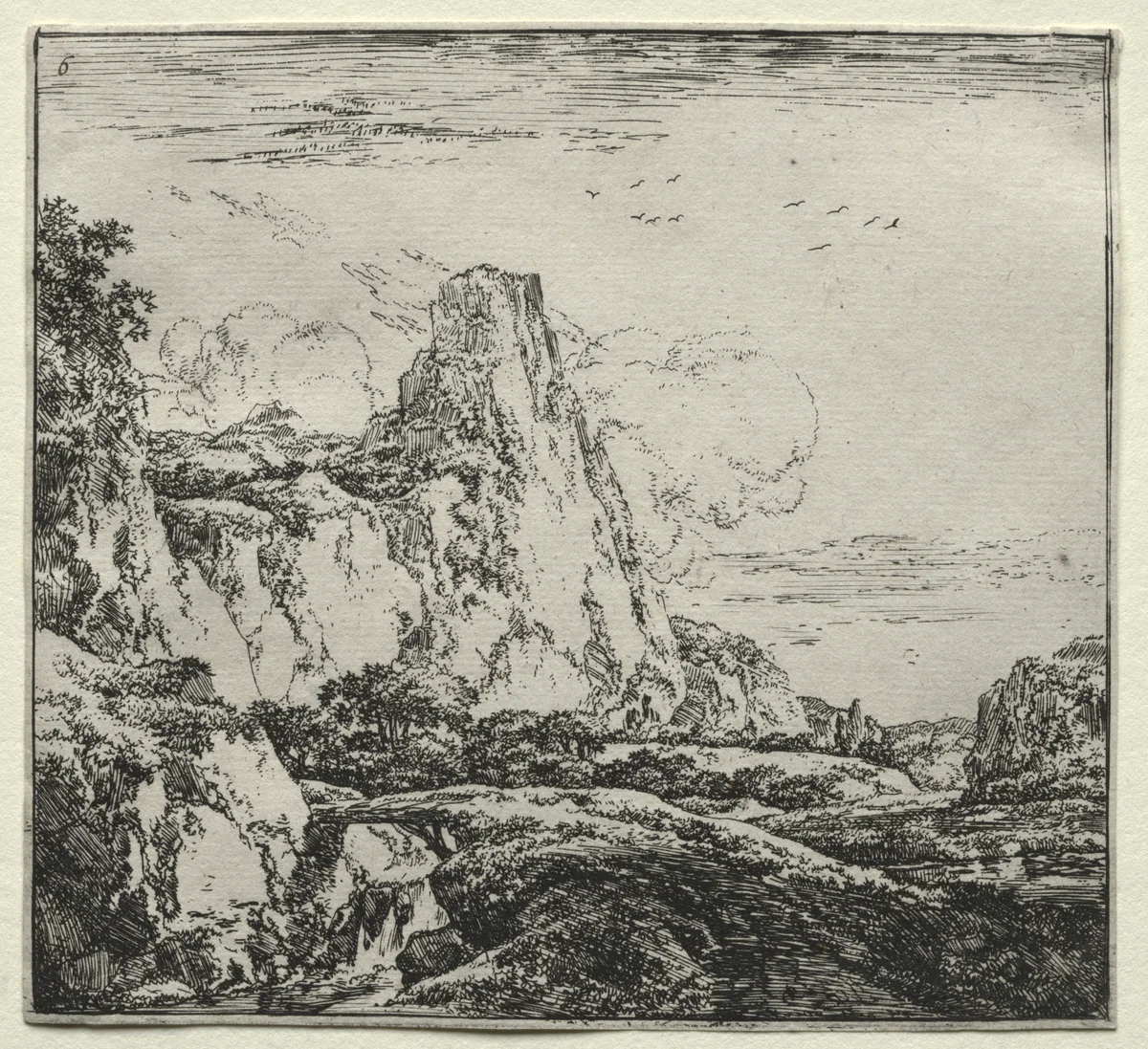 The Bridge near the Mountain by Herman Naiwincx, print, 1640-1651