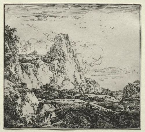 The Bridge near the Mountain by Herman Naiwincx, print, 1640-1651