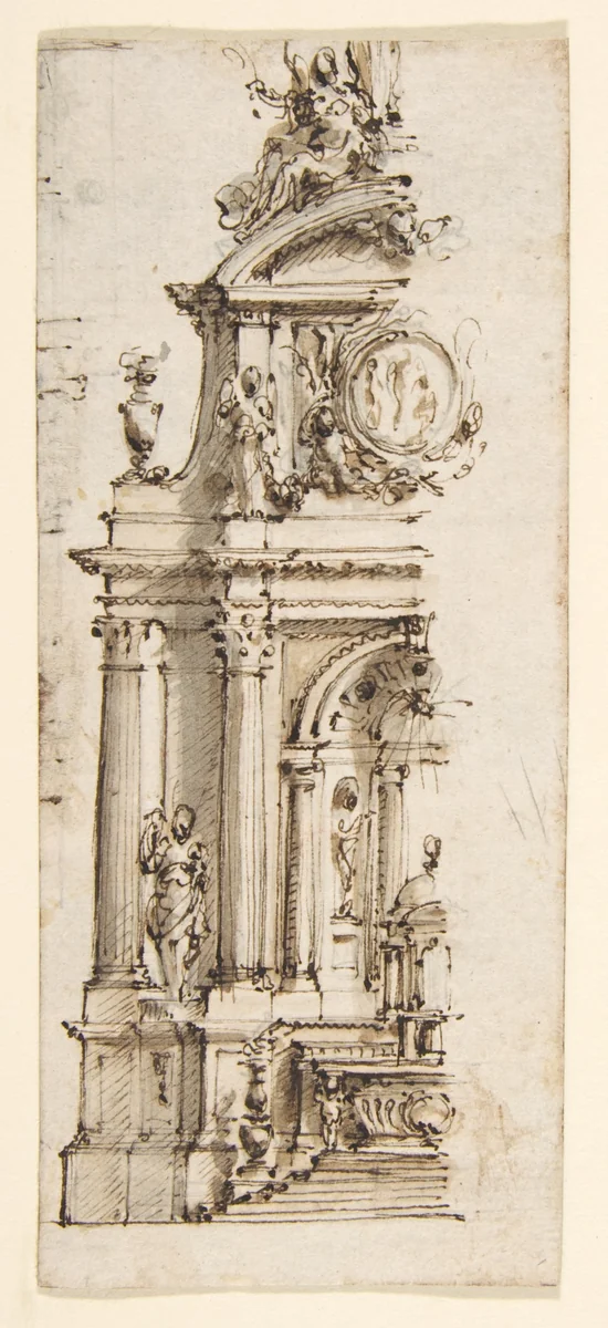 Design for the Left Half of an Altar by Mauro Antonio Tesi, drawing, 1730-1766