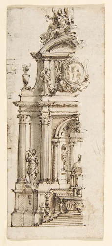 Design for the Left Half of an Altar by Mauro Antonio Tesi, drawing, 1730-1766