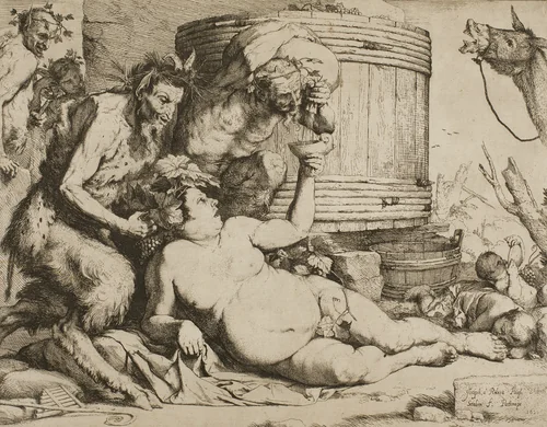 Silenus at the Wine Vat by Jusepe de Ribera, print, 1628