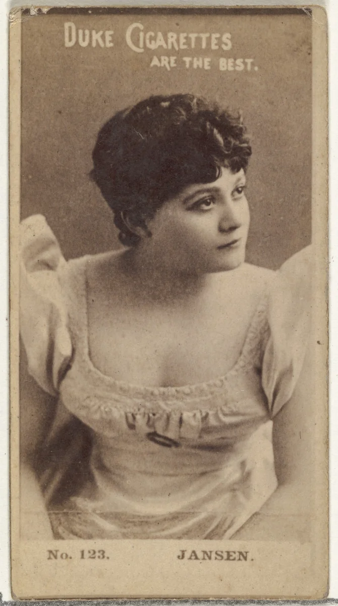 Card Number 123, Jansen, from the Actors and Actresses series (N145-6) issued by Duke Sons & Co. to promote Duke Cigarettes by W. Duke, Sons & Co., photograph, 1880-1889