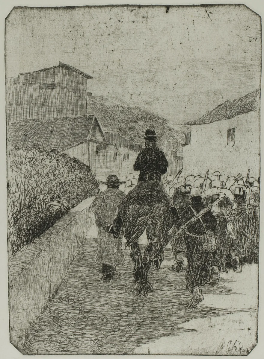 Military Promenade by Giovanni Fattori, print, 1845-1908