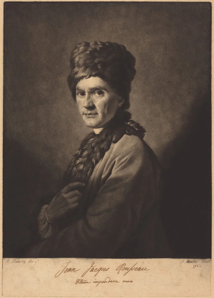 Jean Jacques Rousseau by David Martin; Allan Ramsay, print, 1710-1776