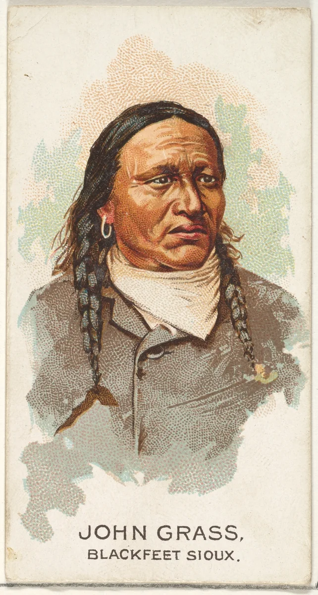 John Grass, Blackfeet Sioux, from the American Indian Chiefs series (N2) for Allen & Ginter Cigarettes Brands by Allen & Ginter, print, 1888