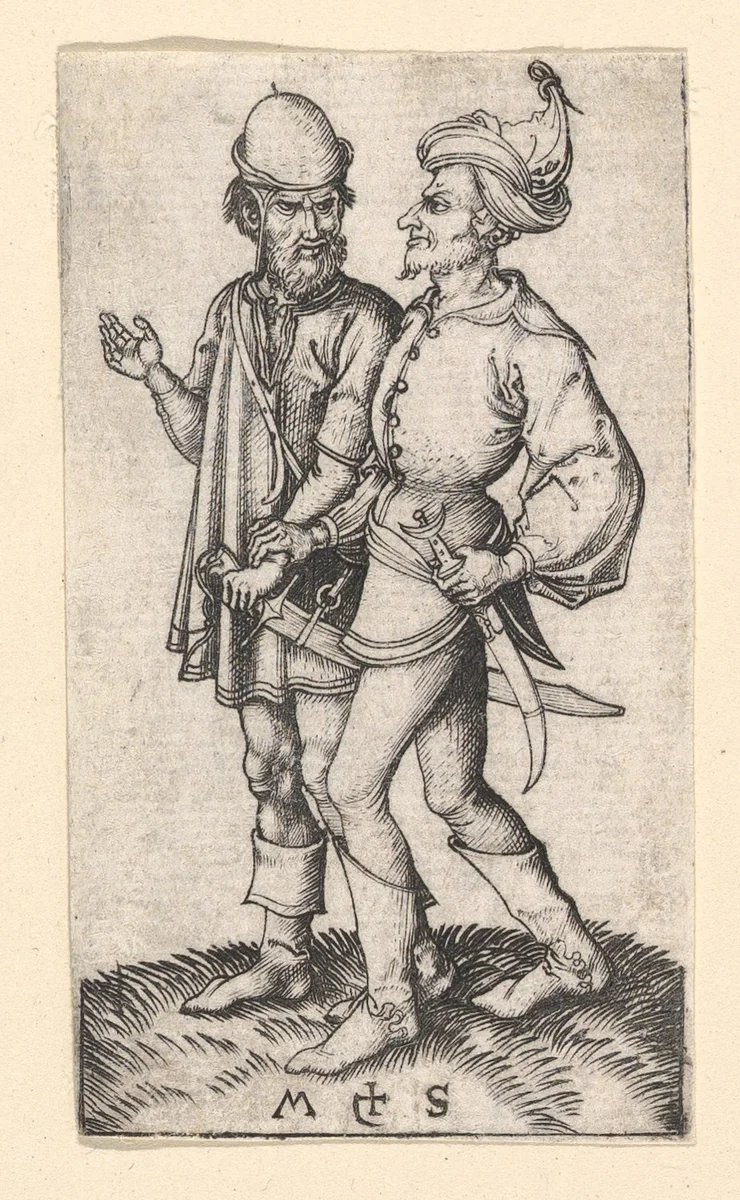 Two Turks by Martin Schongauer, print, 1470-1491