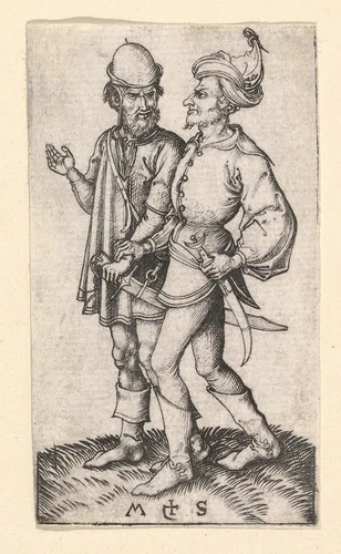 Two Turks by Martin Schongauer, print, 1470-1491