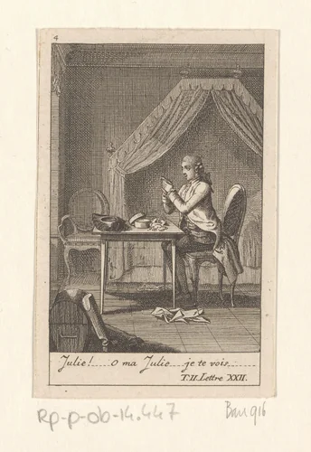 St. Preux ontvangt Julies talisman by Daniel Nikolaus Chodowiecki, print, 1782
