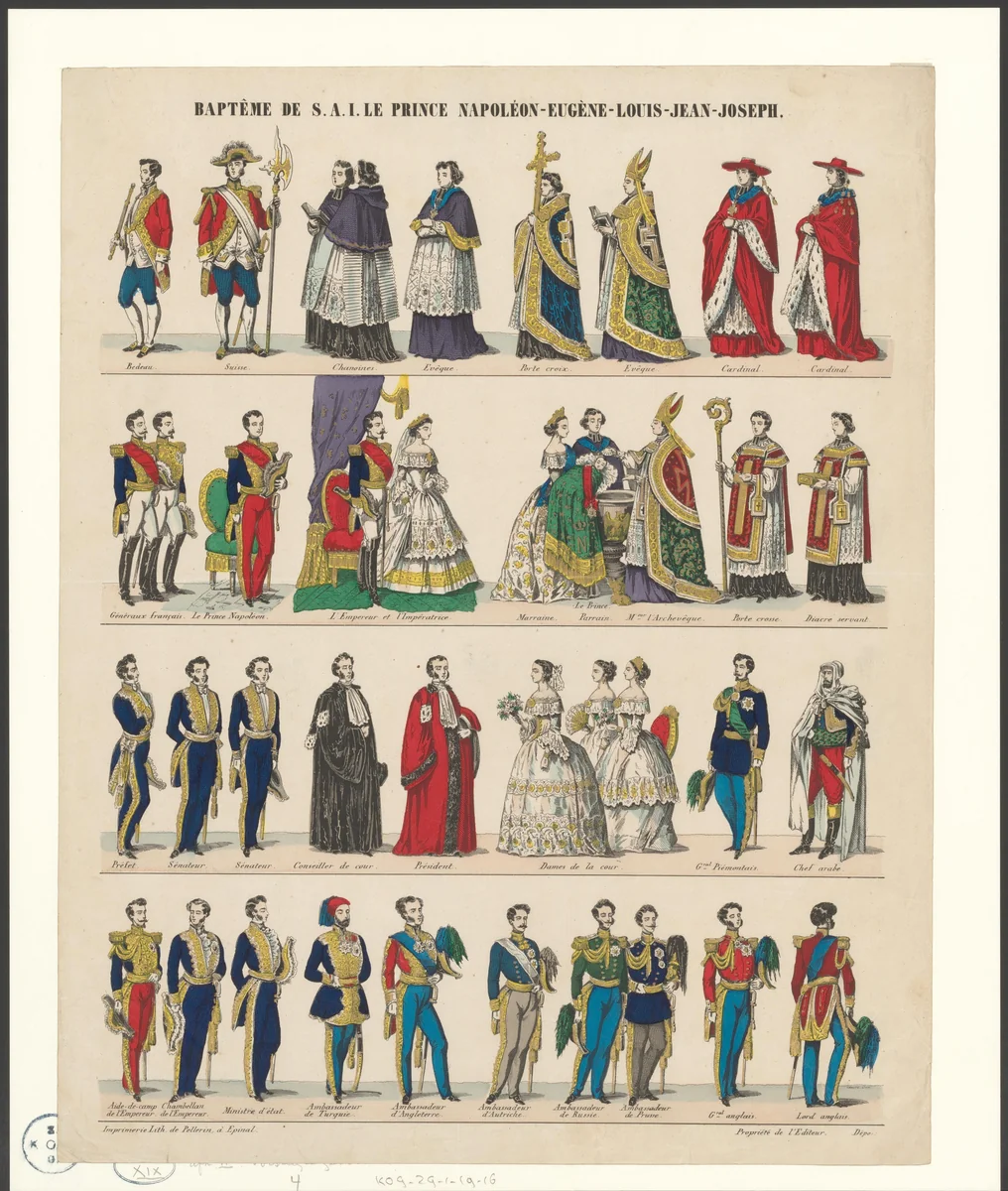 Doop van prins Napoleon Eugène Lodewijk Bonaparte in 1856 by anonymous, print, 1856