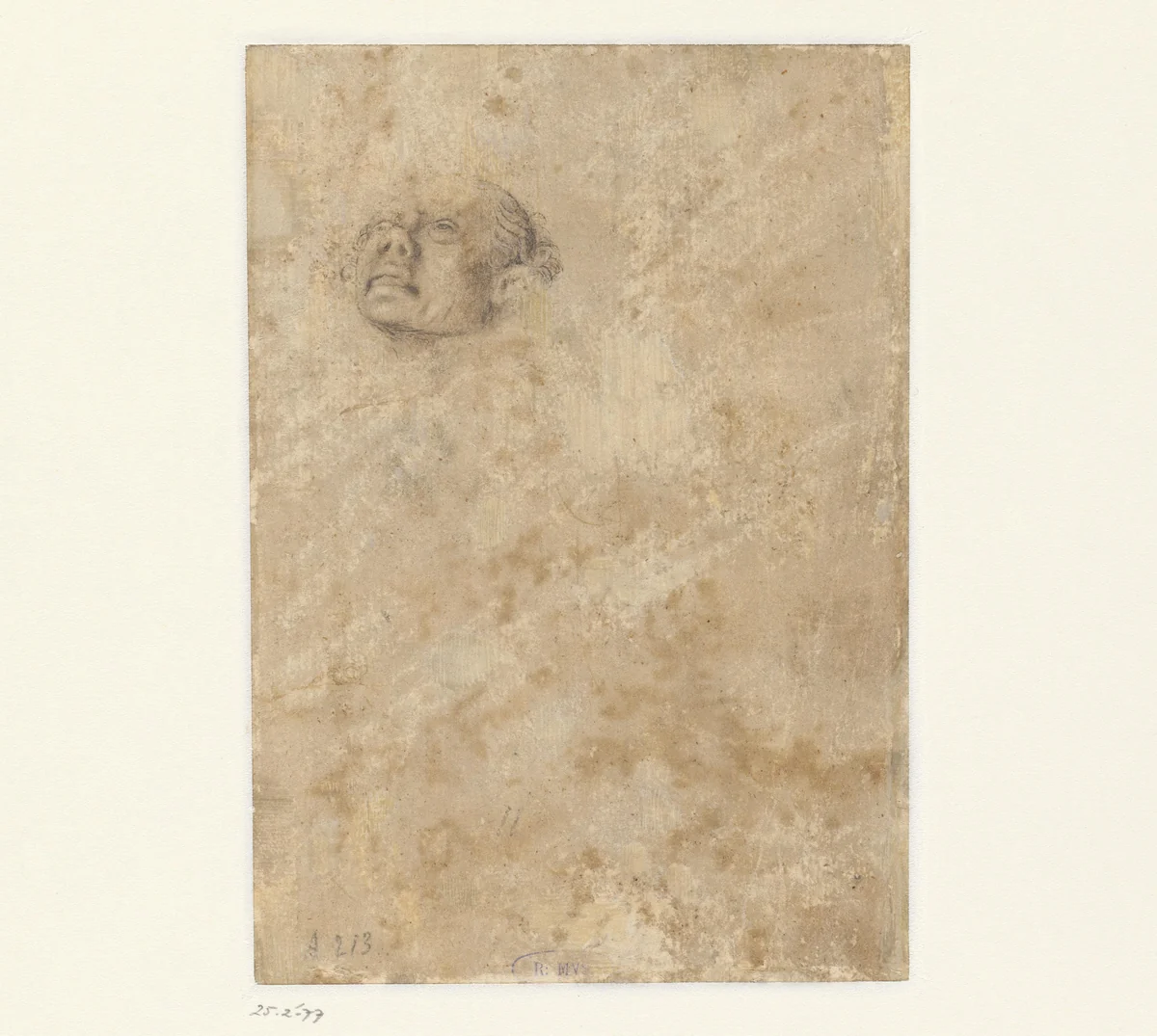 Hoofd van één van de dieven van een kruisiging by anonymous, drawing, 1425-1440