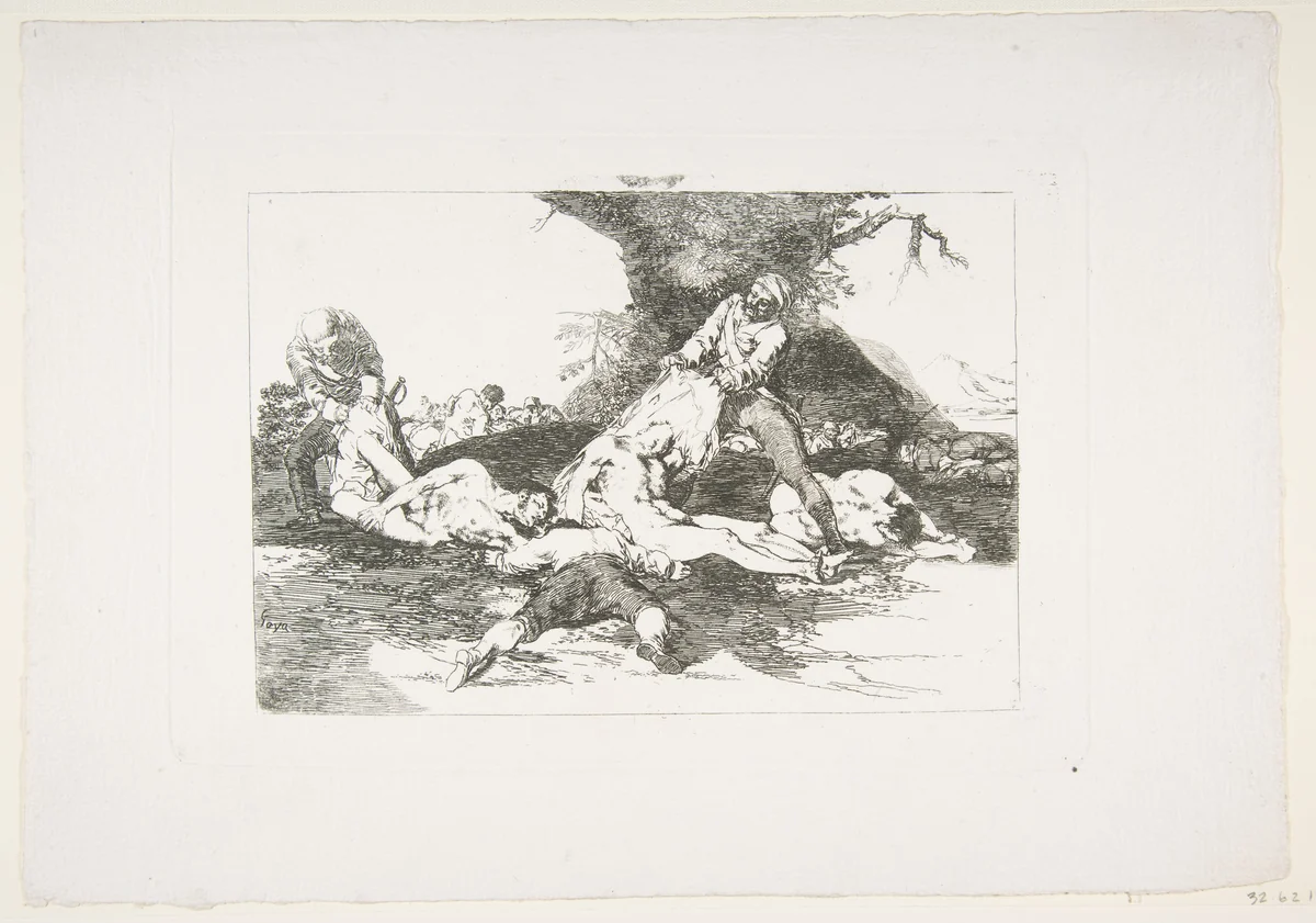 Plate 16 from "The Disasters of War" (Los Desastres de la Guerra): 'They make use of them' (Se aprovechan) by Goya, print, 1810