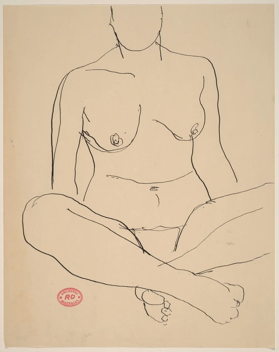 untitled [seated nude crossing her legs at the ankles] by Richard Diebenkorn, drawing, 1955-1967