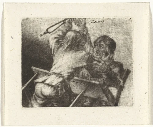 Vechtende mannen by Jacobus Harrewijn, print, 1690