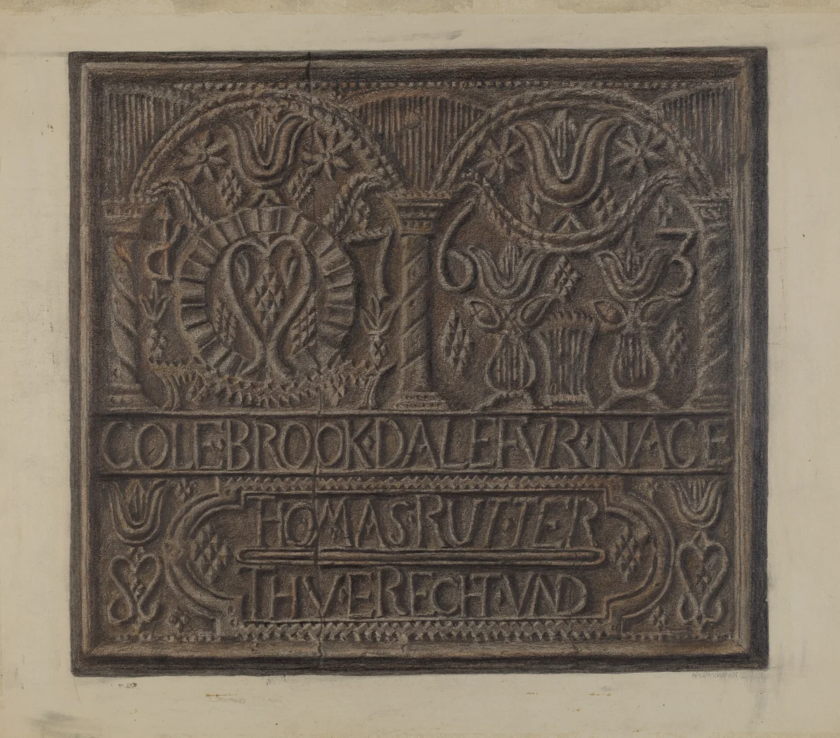 Pa. German Stove Plate by Austin L. Davison, index of american design, 1935-1942