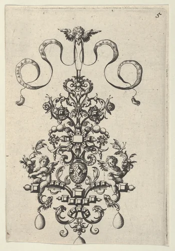 Reverse Copy of Design for a Pendant, from Ars His Myronis Nobilis Effingitus Pagellulis by Paul Birckenhultz, print, 1595-1605