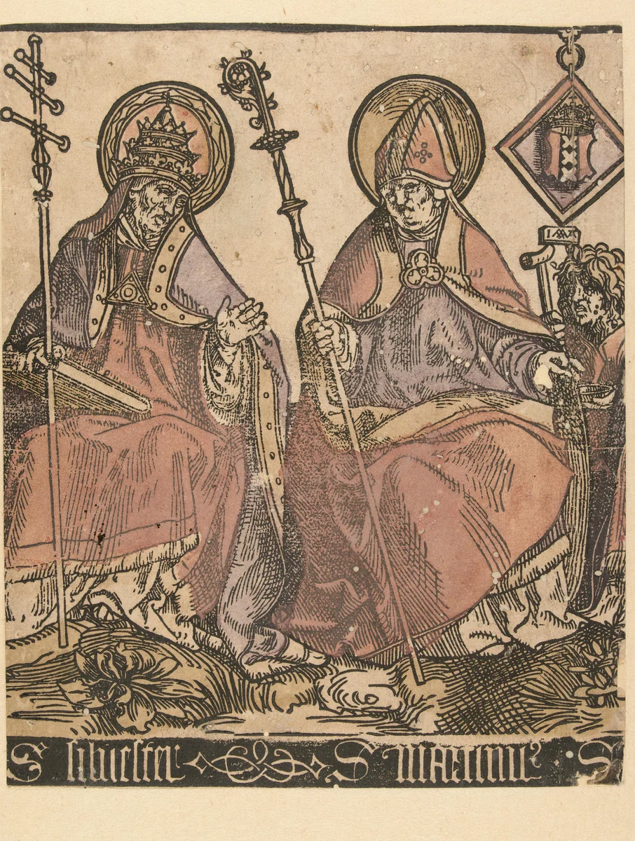 De heiligen Silvester en Martinus by Unknown, print, 1509-1513