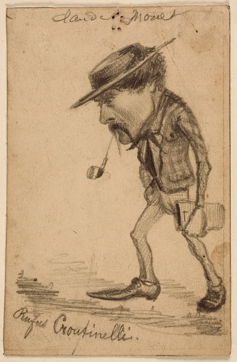 Caricature of Henri Cassinelli (“Rufus Croutinelli”) by Claude Monet, drawing, 1857-1860