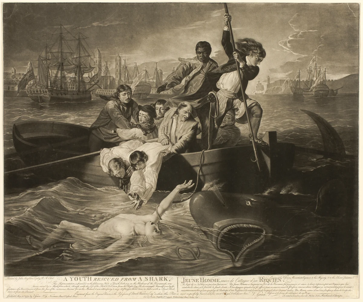 A Youth Rescued from a Shark by Valentine Green, print, 1779