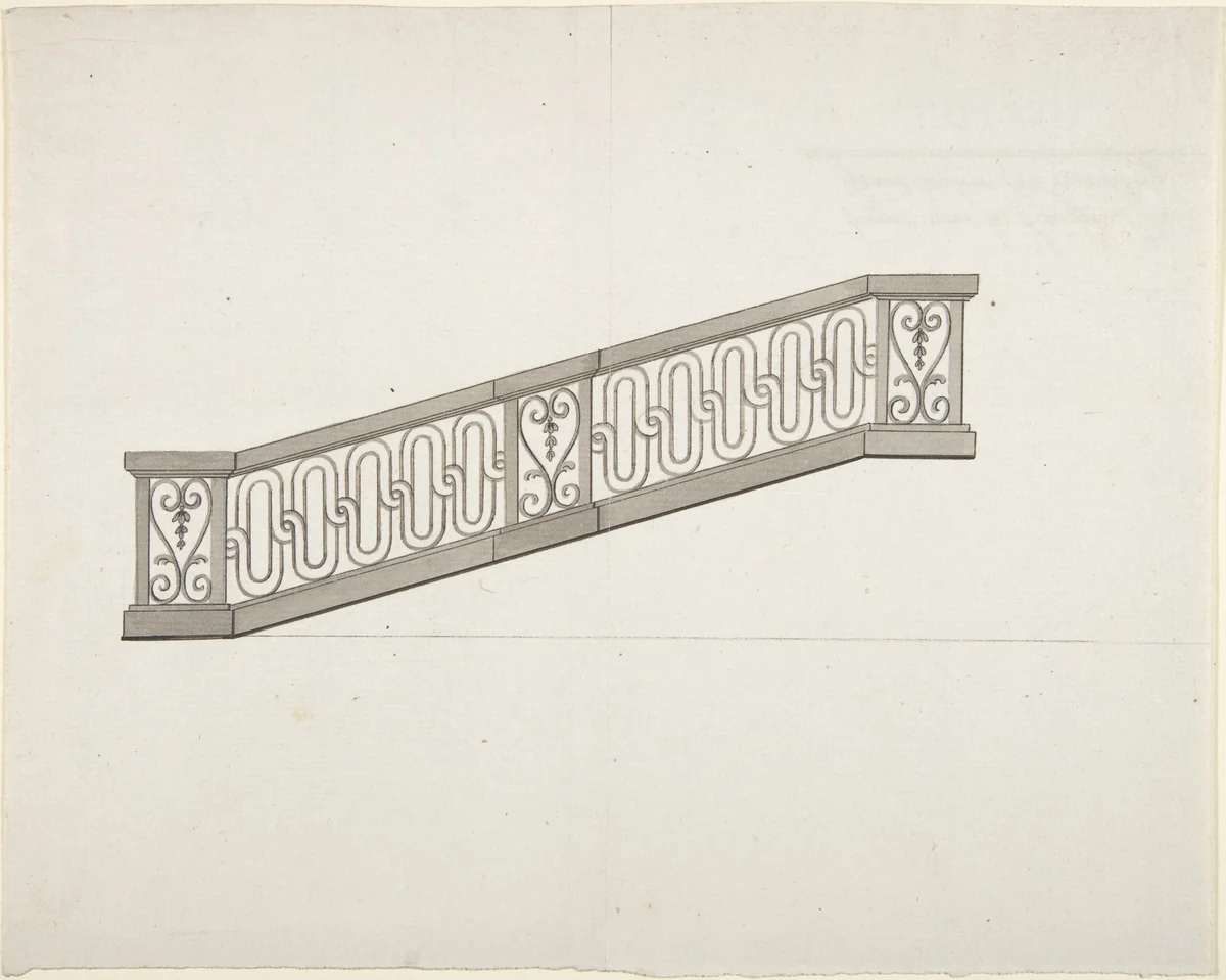 Design for Ornamented Stair Railing by anonymous, drawing, 1765-1795