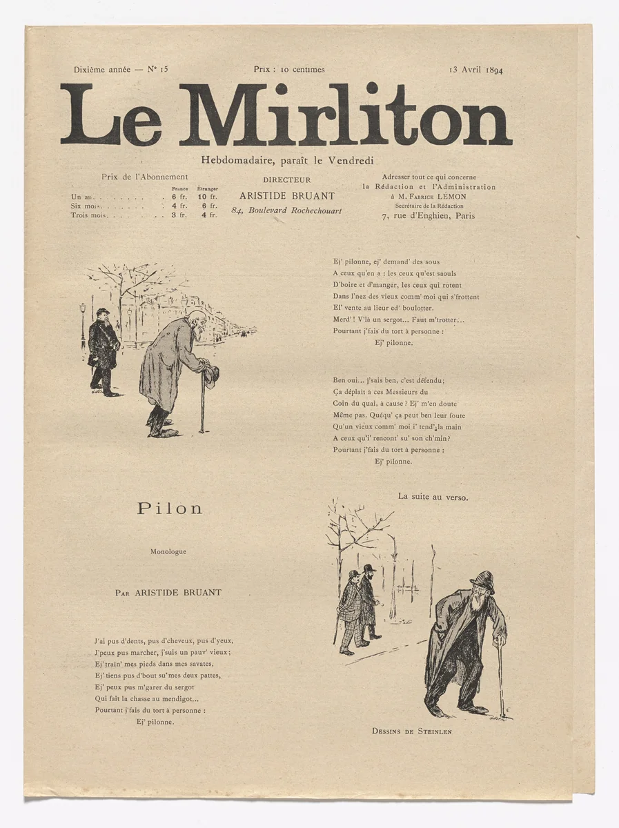 Le Mirliton, no. 15 by Théophile-Alexandre Steinlen, periodical, 1894