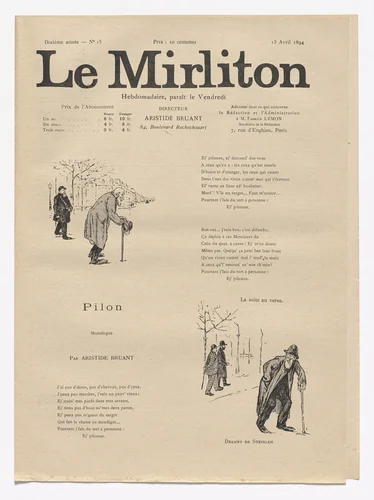 Le Mirliton, no. 15 by Théophile-Alexandre Steinlen, periodical, 1894