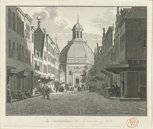 Gezicht op de Oostkerk te Middelburg, 1743 by Jan Caspar Philips, print, 1743-1746