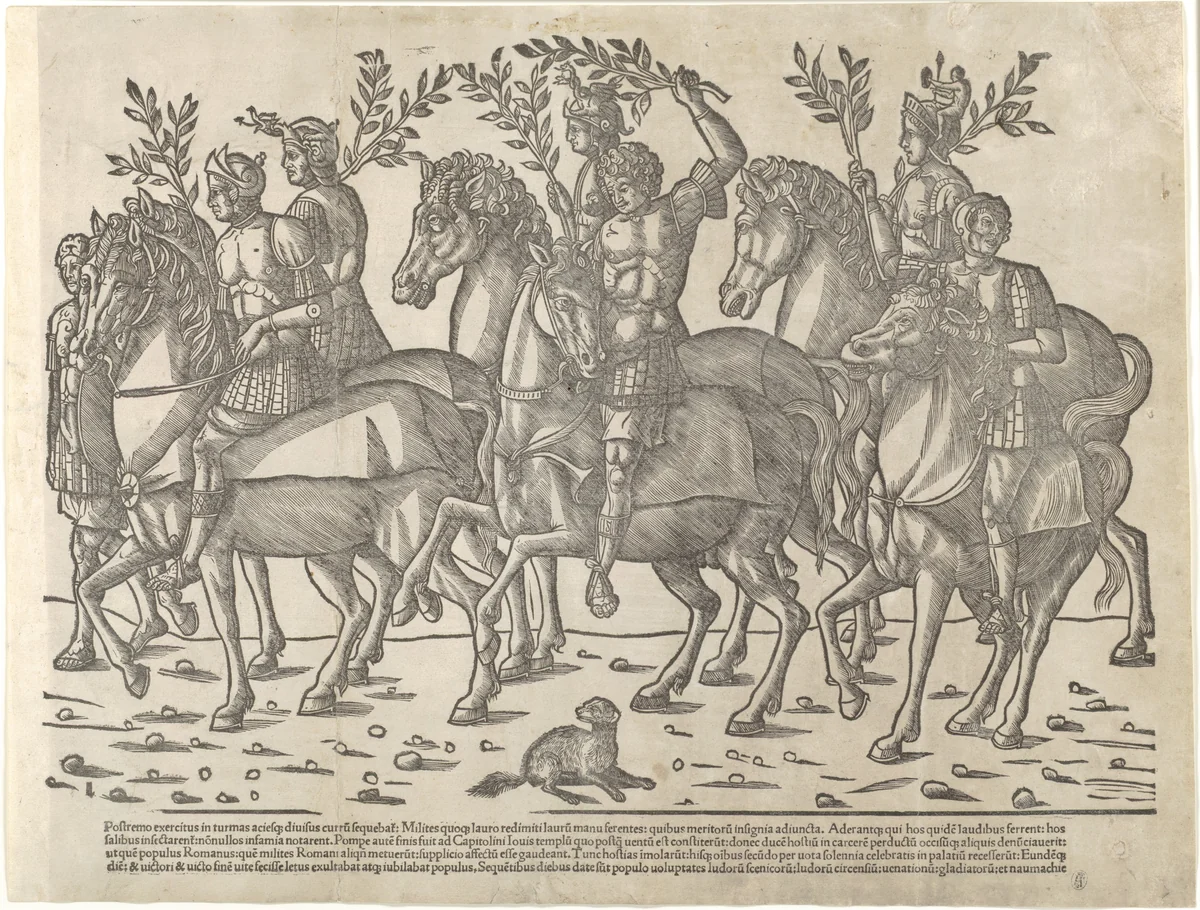 Figures on horseback, from "The Triumph of Caesar" by Jacob, print, 1504