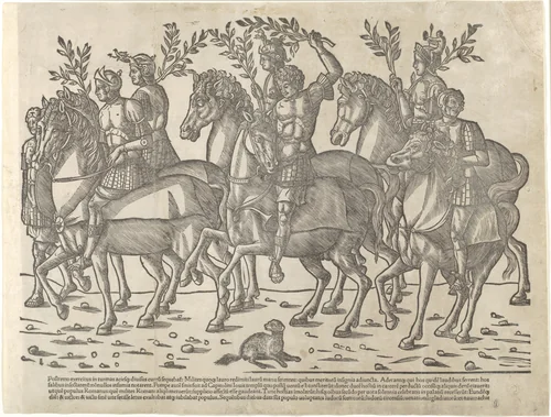 Figures on horseback, from "The Triumph of Caesar" by Jacob, print, 1504