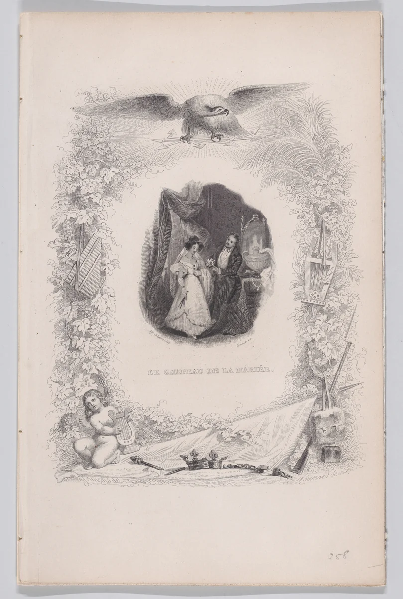 The Hat of the Bride, from "The Complete Works of Béranger" by Alfred Johannot, print, 1829