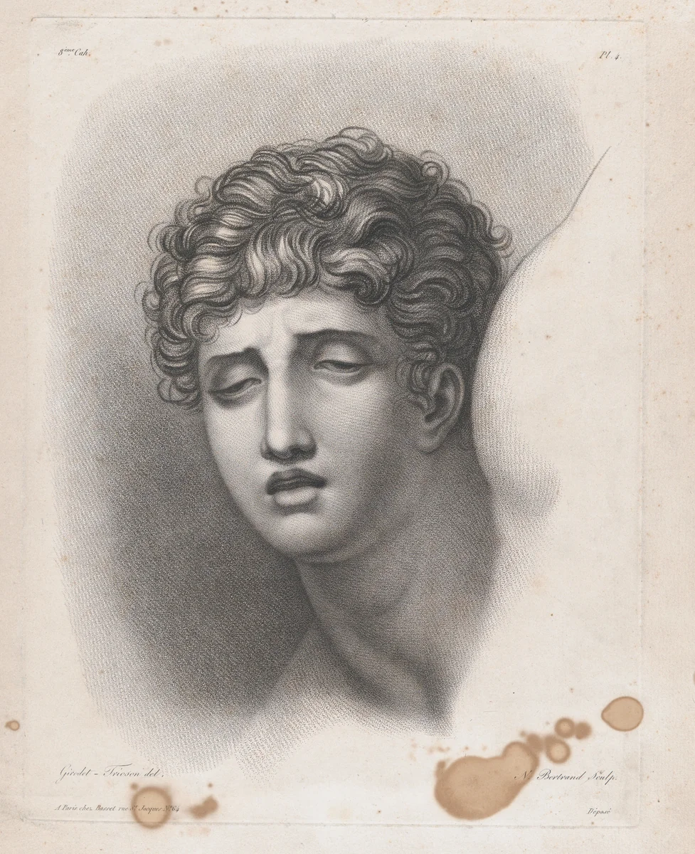 Head of Young Man by Anne-Louis Girodet-Trioson, print, 1826