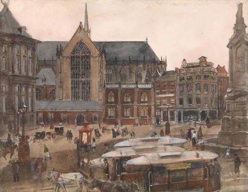 De Dam te Amsterdam by George Hendrik Breitner, drawing, 1901