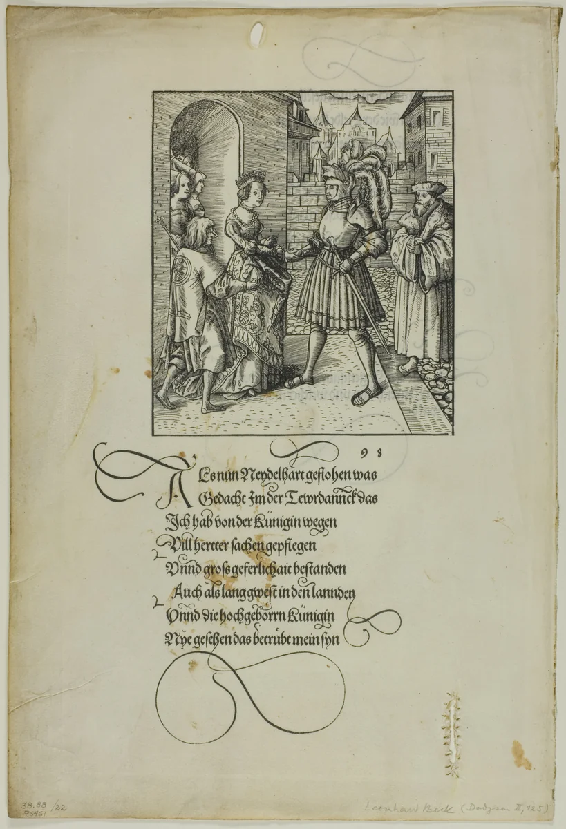 Theuerdank Received by Ehrenreich, from Teuerdank, plate 22 from Woodcuts from Books of the XVI Century by Leonhard Beck, print, 1517