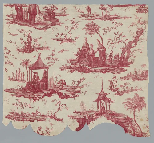 Fragment of Copperplate Printed Cotton by Christophe Philippe Oberkampf, textile, 1780-1790
