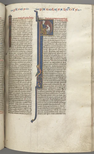 Fol. 238r, Proverbs, historiated initial P, Solomon instructing Rehoboam by Unknown, book, 1270-1300