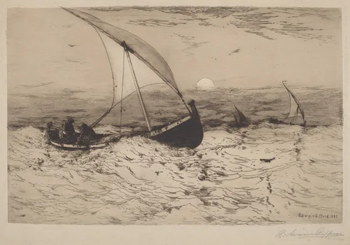Neapolitan Fishing Boats Returning Home by Robert Swain Gifford, print, 1884