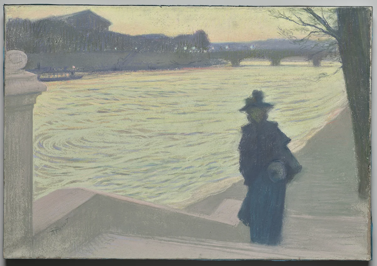 Quais de Seine en nocturne by Armand Point, drawing, 1885-1895